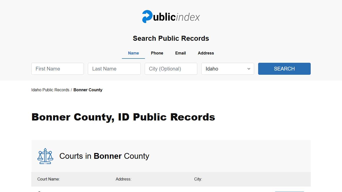 Bonner County, ID Public Court, Arrest and Inmate Records - ThePublicIndex